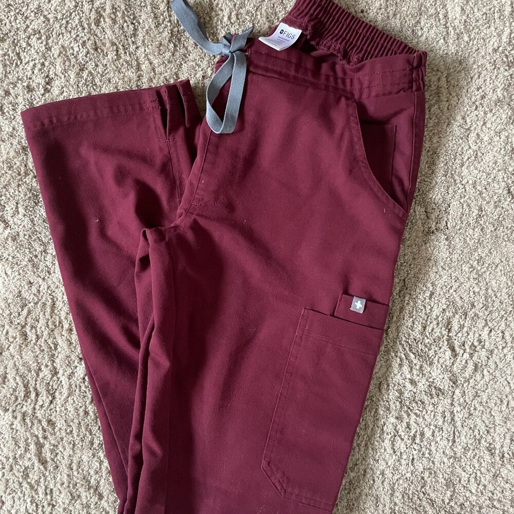 Figs Yola Skinny Scrub Pants XXS Reg / Burgundy